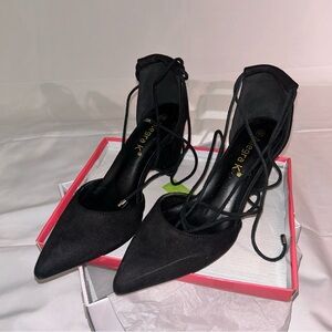 Allegra K Black Lace-Up Heels
